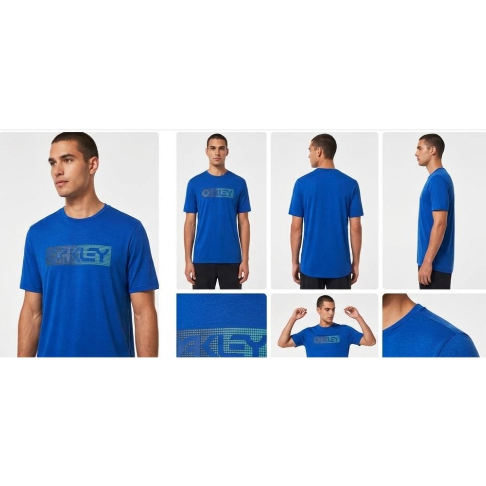 Oakley T-Shirt Mens L Blue Regular Fit Short Sleeve Crew Neck Graphic Logo Tee